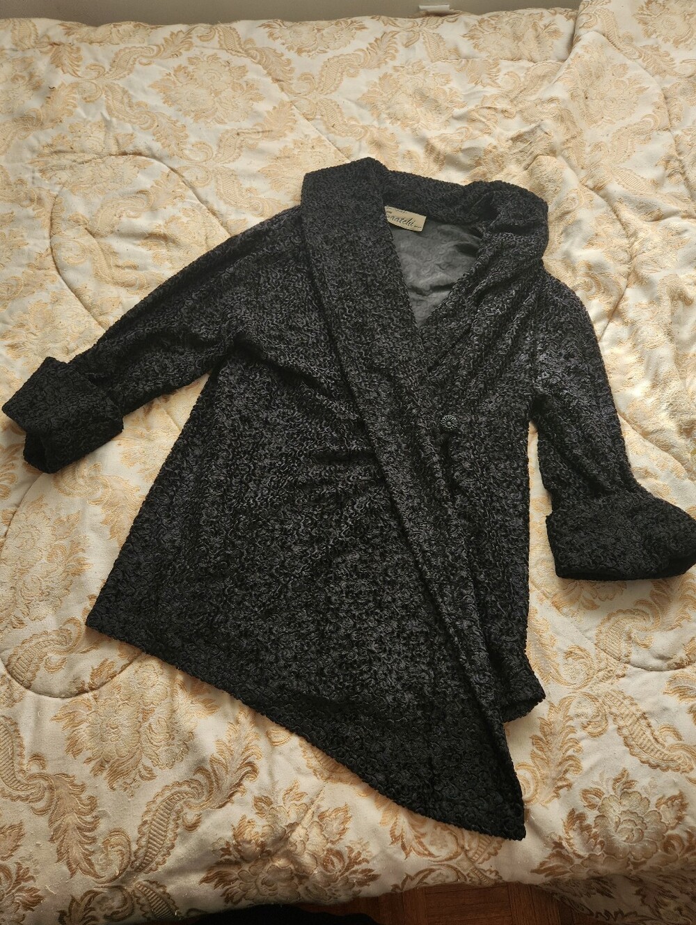 90s Vintage Black Cardigan Coat Size M